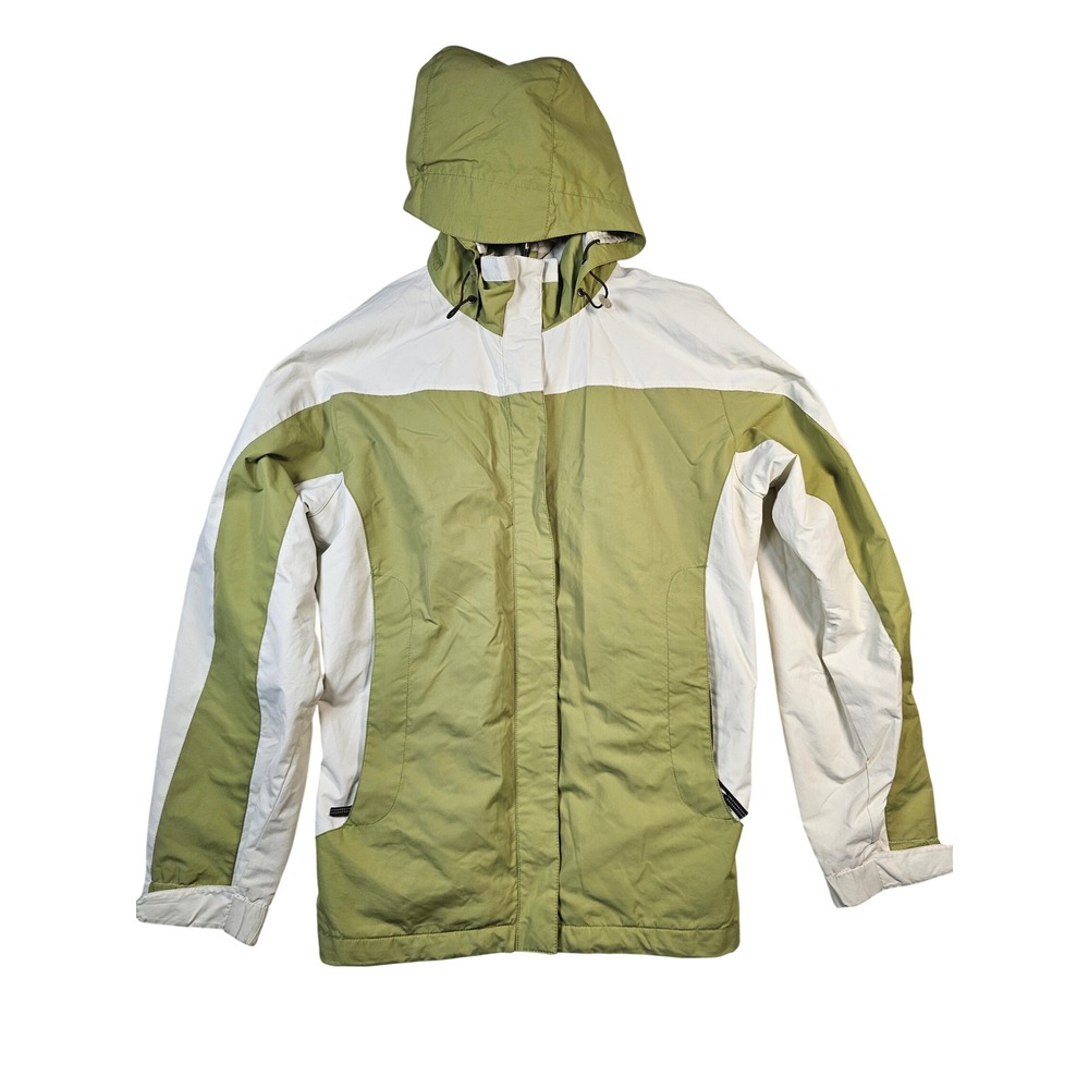 White Sierra Waterproof Breathable Hooded Ski Jacket Green Cream Womens XL